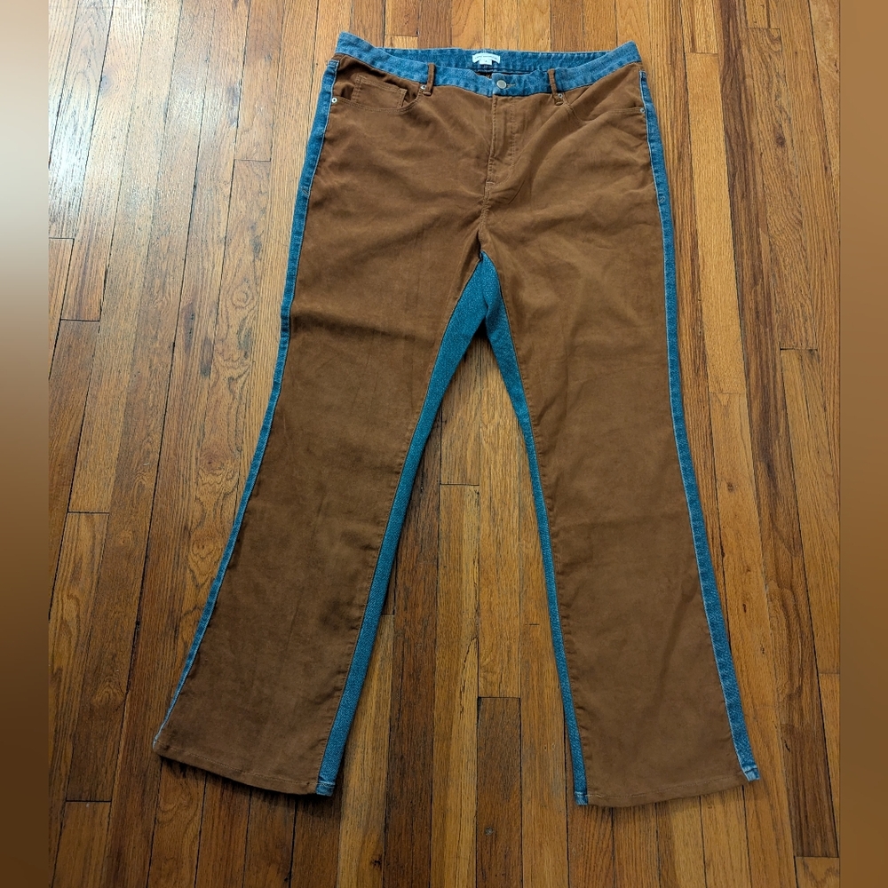 Good American Good Icon Mixed Denim faux Suede Jeans